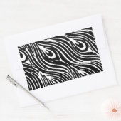 白黒の羽毛パターン 長方形シール (封筒)