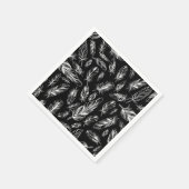白黒の羽 スタンダードカクテルナプキン (角)