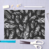 白黒の羽 薄葉紙 (クラフト)