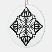 白黒の羽#7ダイヤモンド セラミックオーナメント (左)