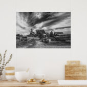 白黒の老人ファミリーファームのポスター ポスター (キッチン)