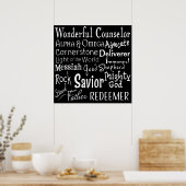 白黒の聖書の神の名前 ポスター (キッチン)