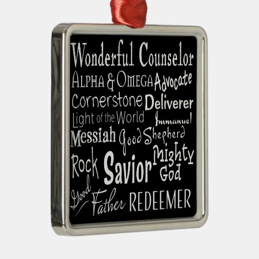 白黒の聖書の神の名前 メタルオーナメント (右)
