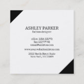 白黒の背景バラ金ゴールド枠 スクエア名刺 (裏面)