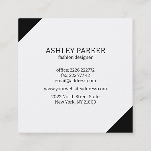 白黒の背景バラ金ゴールド枠 スクエア名刺 (裏面)