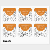 白黒の自家製アプリコットジャムラベル スクエアシール (シート)