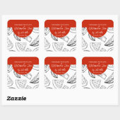 白黒の自家製スイカジャムラベル スクエアシール (シート)