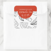 白黒の自家製スイカジャムラベル スクエアシール (バッグ)