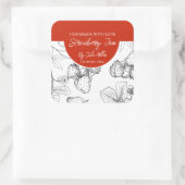 白黒の自家製ストロベリージャムラベル スクエアシール (バッグ)