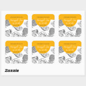 白黒の自家製パイナップルジャムラベル スクエアシール (シート)