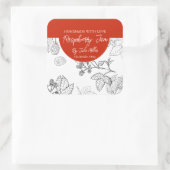 白黒の自家製ラズベリージャムラベル スクエアシール (バッグ)