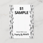 白黒の自然石鹸サンプル表示カード 名刺 (正面)