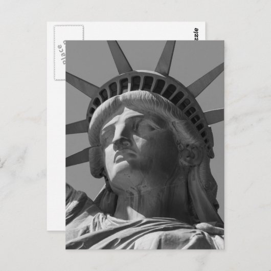 白黒の自由の女神クローズアップ写真 ポストカード (正面/裏面)