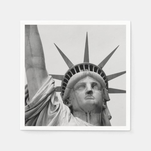 白黒の自由の女神 スタンダードカクテルナプキン (正面)