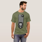 白黒の自由の愛国者ライオン Tシャツ (正面フル)