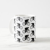 白黒の自転車パターン。 コーヒーマグカップ (正面左)
