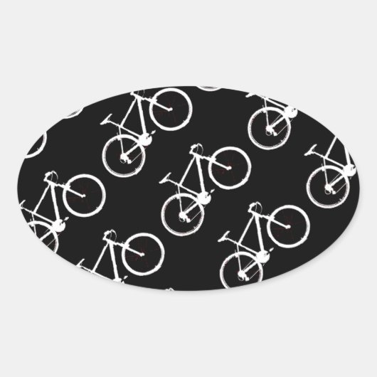 白黒の自転車パターン ハートシール (正面)