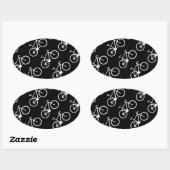 白黒の自転車パターン ハートシール (シート)