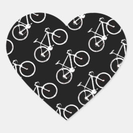 白黒の自転車パターン ハートシール