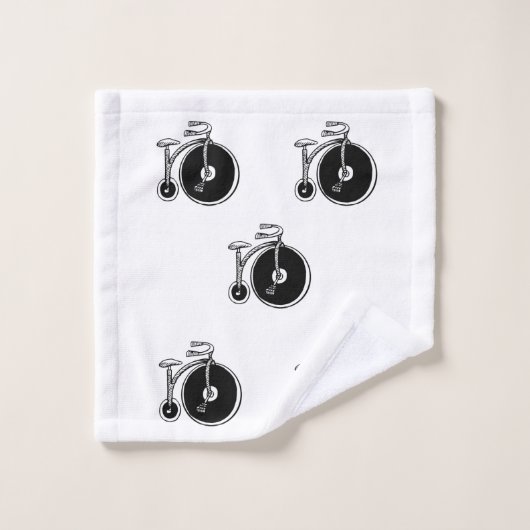 白黒の自転車ヴィンテージバスルーム用タオルセット バスタオルセット (ウォッシュタオル)