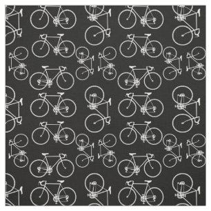 白黒の自転車模様 ファブリック