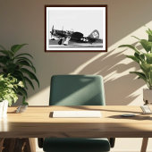白黒の航空写真、ヴィンテージ飛行機 ポスター