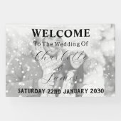 白黒の色あせた写真結婚の歓迎 横断幕 (横)