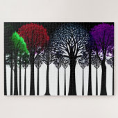 白黒の色のトレース付き森 ジグソーパズル (横)