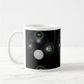 白黒の芝生鉢の柄 コーヒーマグカップ (左)