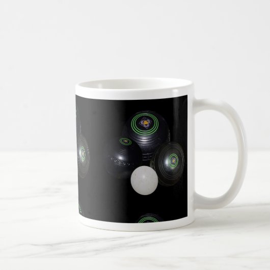 白黒の芝生鉢の柄 コーヒーマグカップ (右)