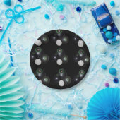 白黒の芝生鉢の柄 ペーパープレート (パーティー)