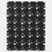 白黒の芝鉢の模様 フリースブランケット (正面)