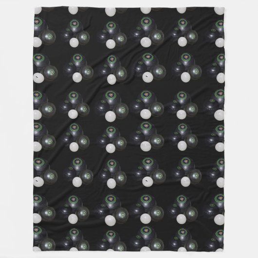 白黒の芝鉢の模様 フリースブランケット (正面)