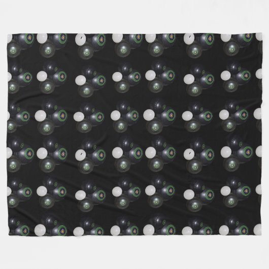 白黒の芝鉢の模様 フリースブランケット (正面(横))