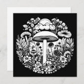 白黒の花とキノコヴィンテージ (正面/裏面)