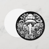 白黒の花とキノコヴィンテージ (正面/裏面)