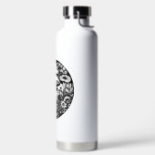 白黒の花とキノコヴィンテージ ウォーターボトル (左面)
