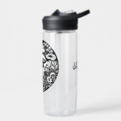 白黒の花とキノコヴィンテージ ウォーターボトル (左面)
