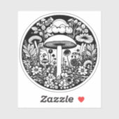 白黒の花とキノコヴィンテージ シール (シート)