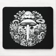 白黒の花とキノコヴィンテージ