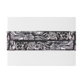 白黒の花とシャムロックフローラモノグラム 招待状ベリーバンド (裏面例)