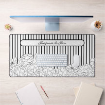 白黒の花とストライプ文字