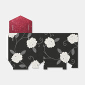 白黒の花と赤いグリッター フェイバーボックス (折り畳みなし)