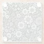 白黒の花と離れ花 ガラスコースター (裏面)