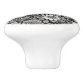 白黒の花と離れ花 セラミックノブ (側面)