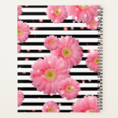 白黒の花にピンクのガーベラのストライプ花 プランナー手帳 (裏面)