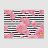 白黒の花にピンクのガーベラのストライプ花 薄葉紙 (正面)