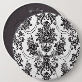 白黒の花のパターン2 缶バッジ (正面&裏面)