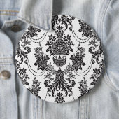 白黒の花のパターン2 缶バッジ (インサイチュ)