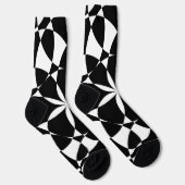 白黒の花のマンダラモザイクのレトロ ソックス (右)